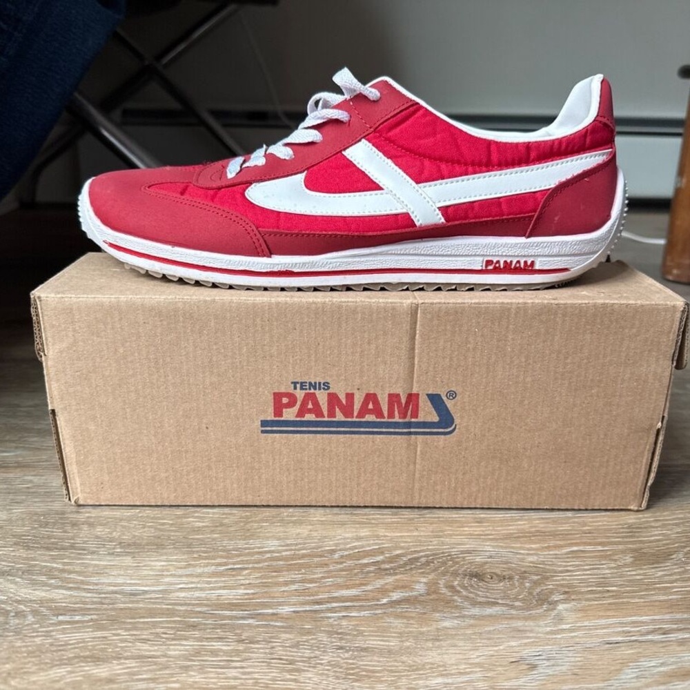 Classic Mexican handcrafted Panam 084 sneakers in red and white, US 11.5 / MX 30